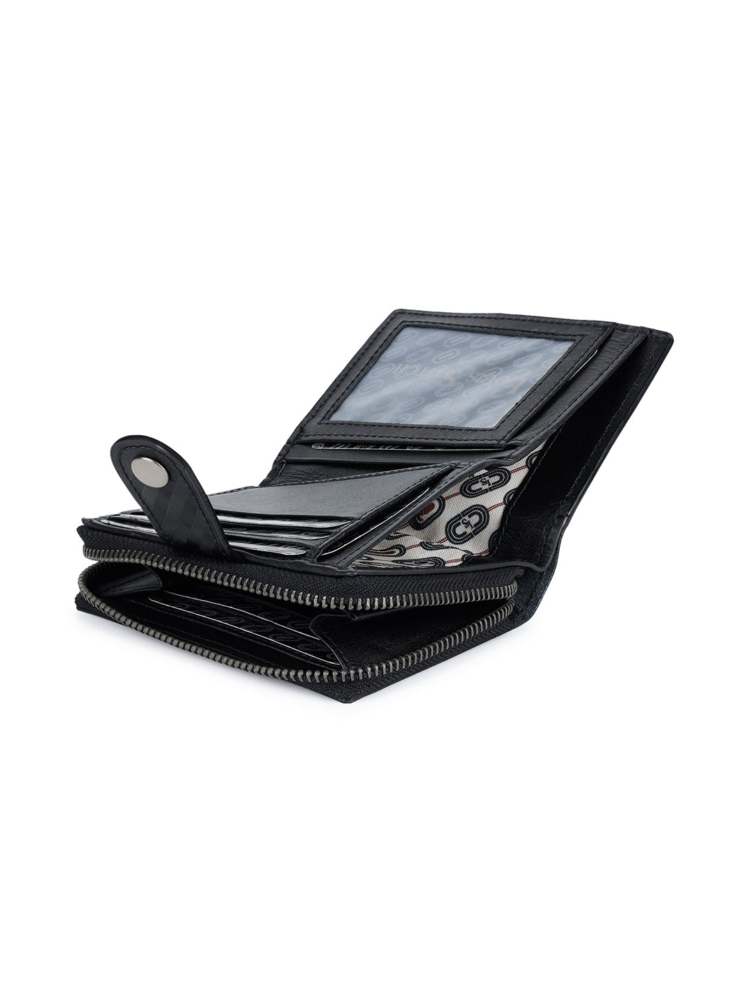 Spanish Leather Men's Black Bifold Wallet for Men with RFID Protection and Zip Pocket