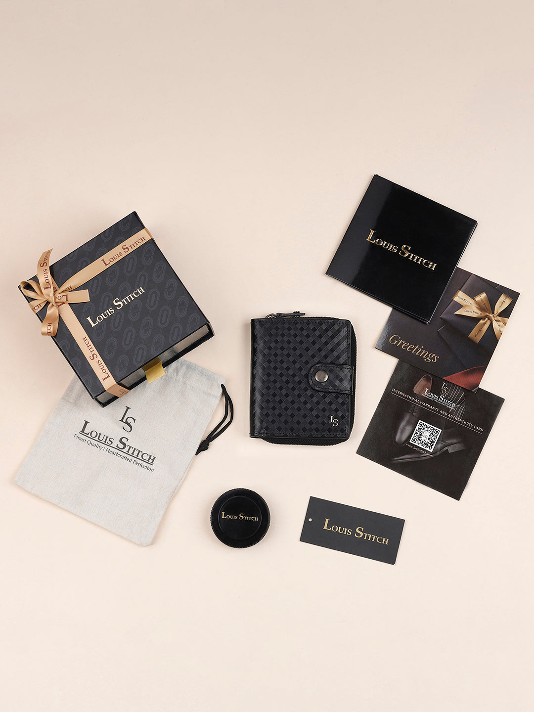 Spanish Leather Men's Black Bifold Wallet for Men with RFID Protection and Zip Pocket