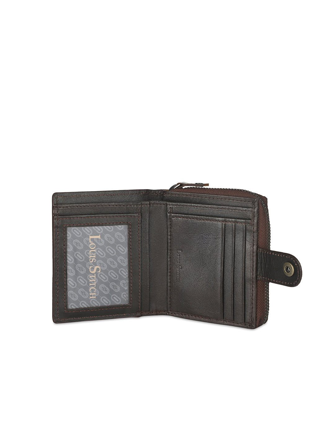 Brunette Brown Spanish Leather Bifold Wallet with RFID Protected and Zip Pocket