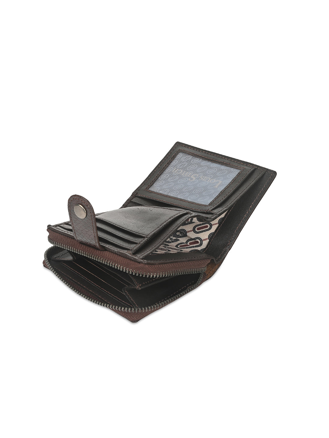 Brunette Brown Spanish Leather Bifold Wallet with RFID Protected and Zip Pocket