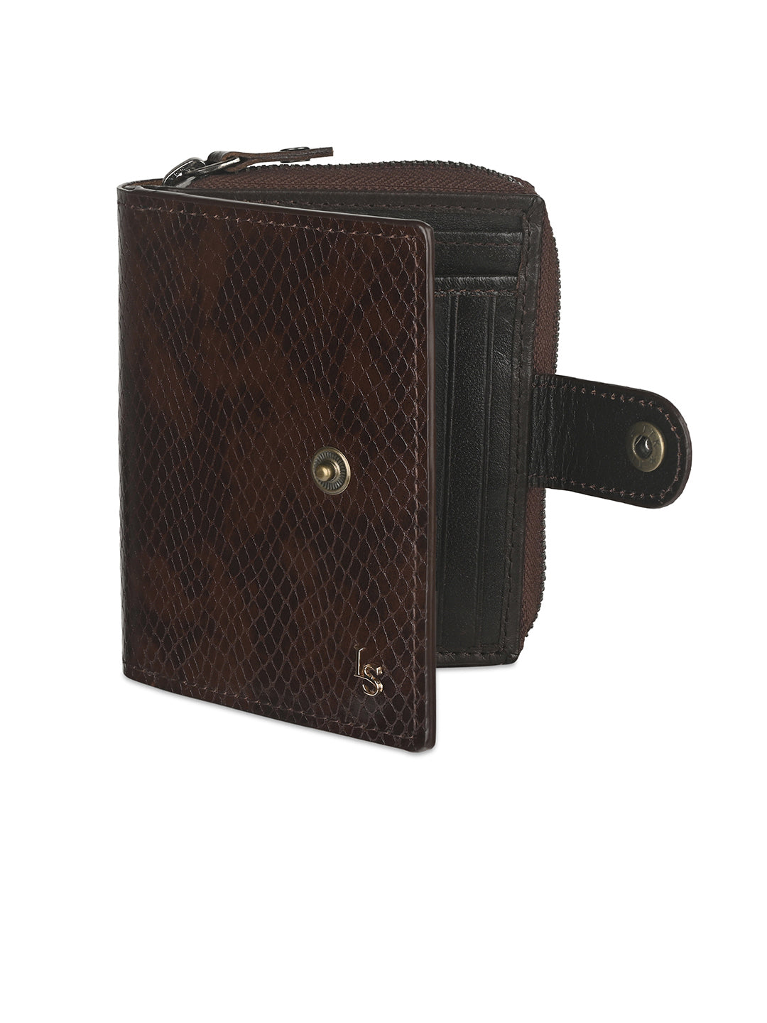 Brunette Brown Spanish Leather Bifold Wallet with RFID Protected and Zip Pocket