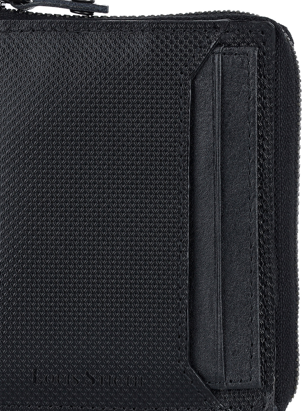 Spanish Leather Black Bifold Zipper Wallet for Men with RFID Protection