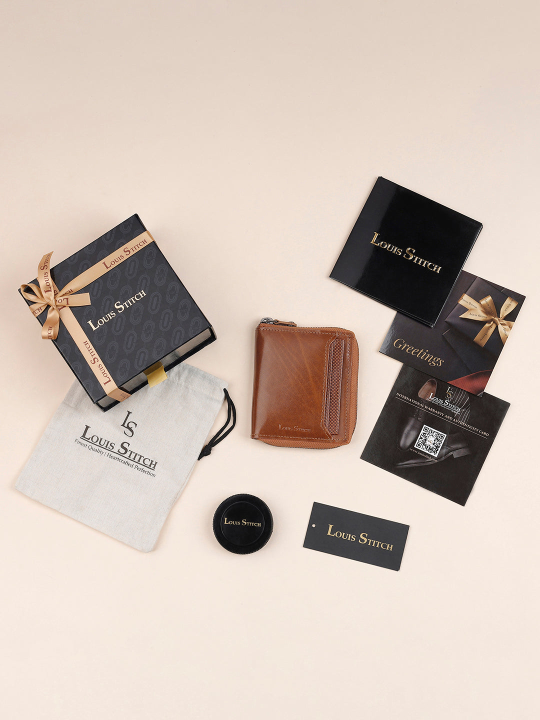 Spanish Leather Tan Bifold Zipper Wallet for Men with RFID Protection