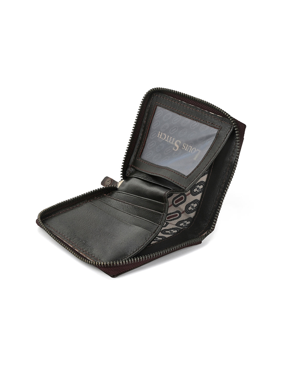 Brunette Brown Spanish Leather Bifold Zipper Wallet with RFID Protection