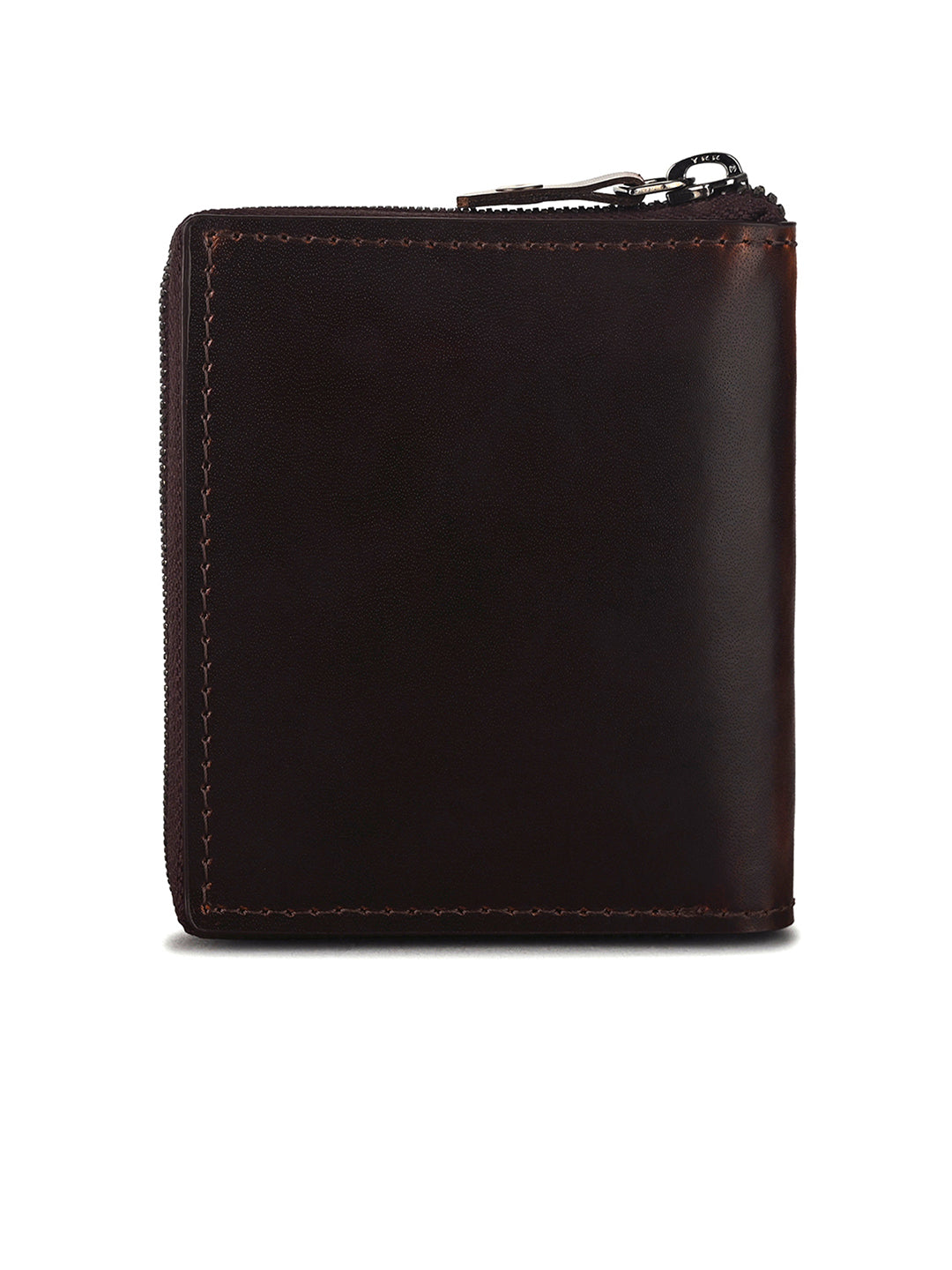 Brunette Brown Spanish Leather Bifold Zipper Wallet with RFID Protection