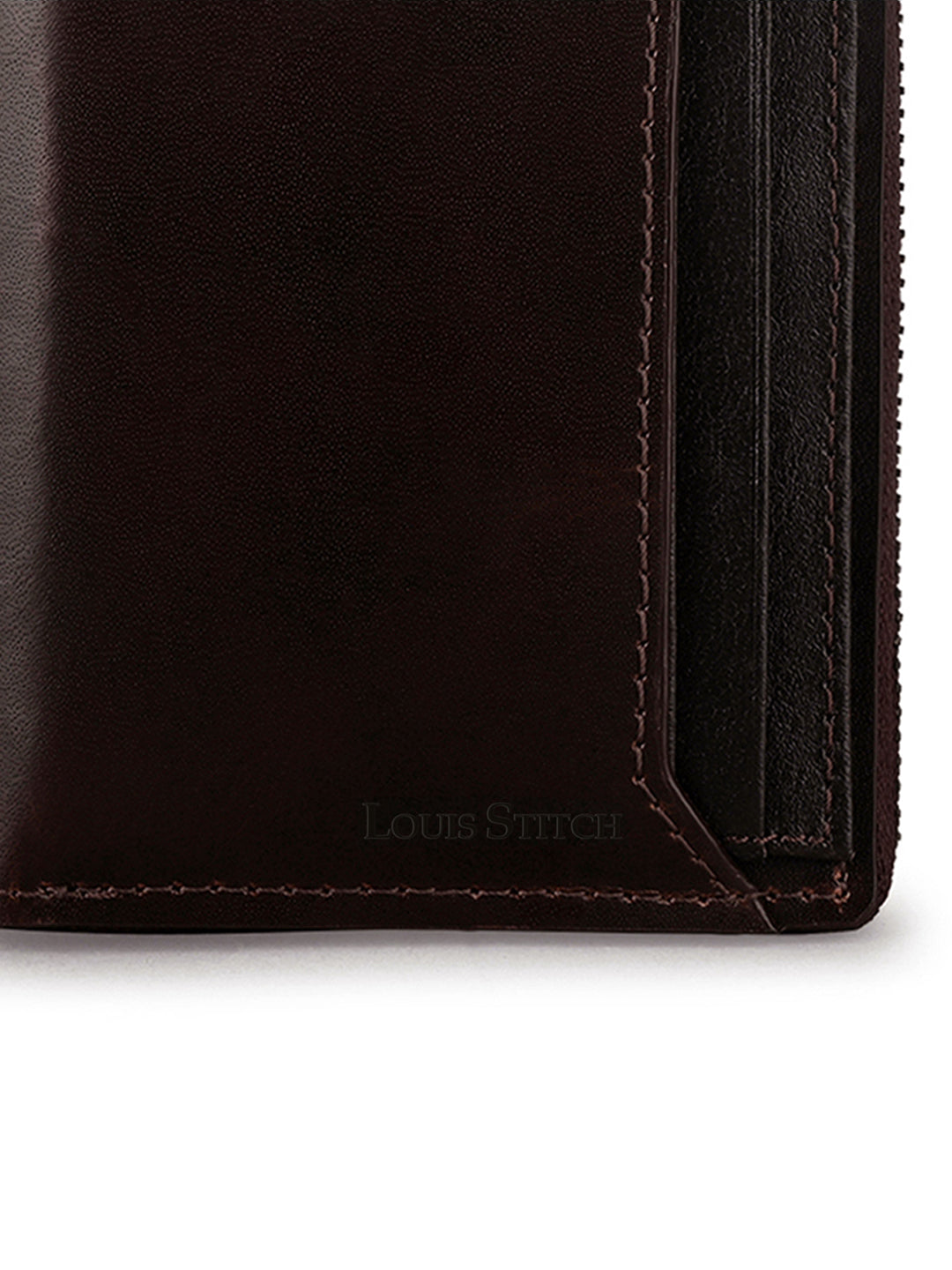 Brunette Brown Spanish Leather Bifold Zipper Wallet with RFID Protection