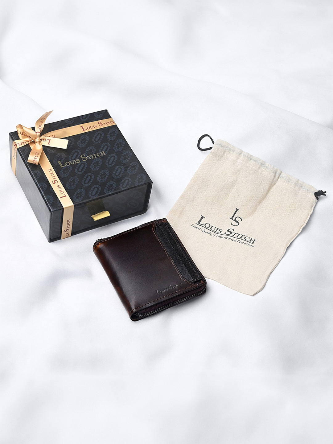 Brunette Brown Spanish Leather Bifold Zipper Wallet with RFID Protection