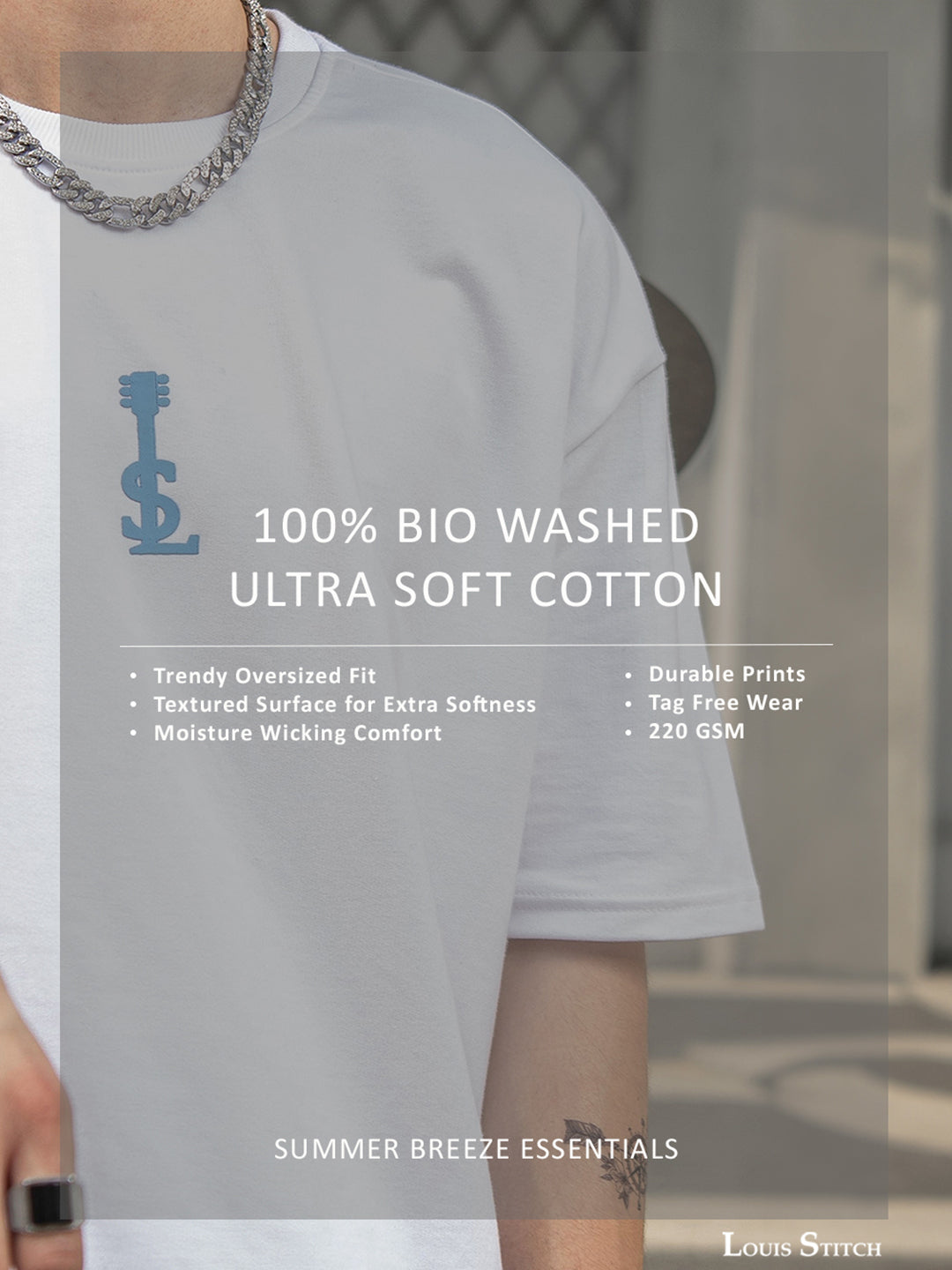 White Rock Ballad Cotton Printed Oversized T-Shirt