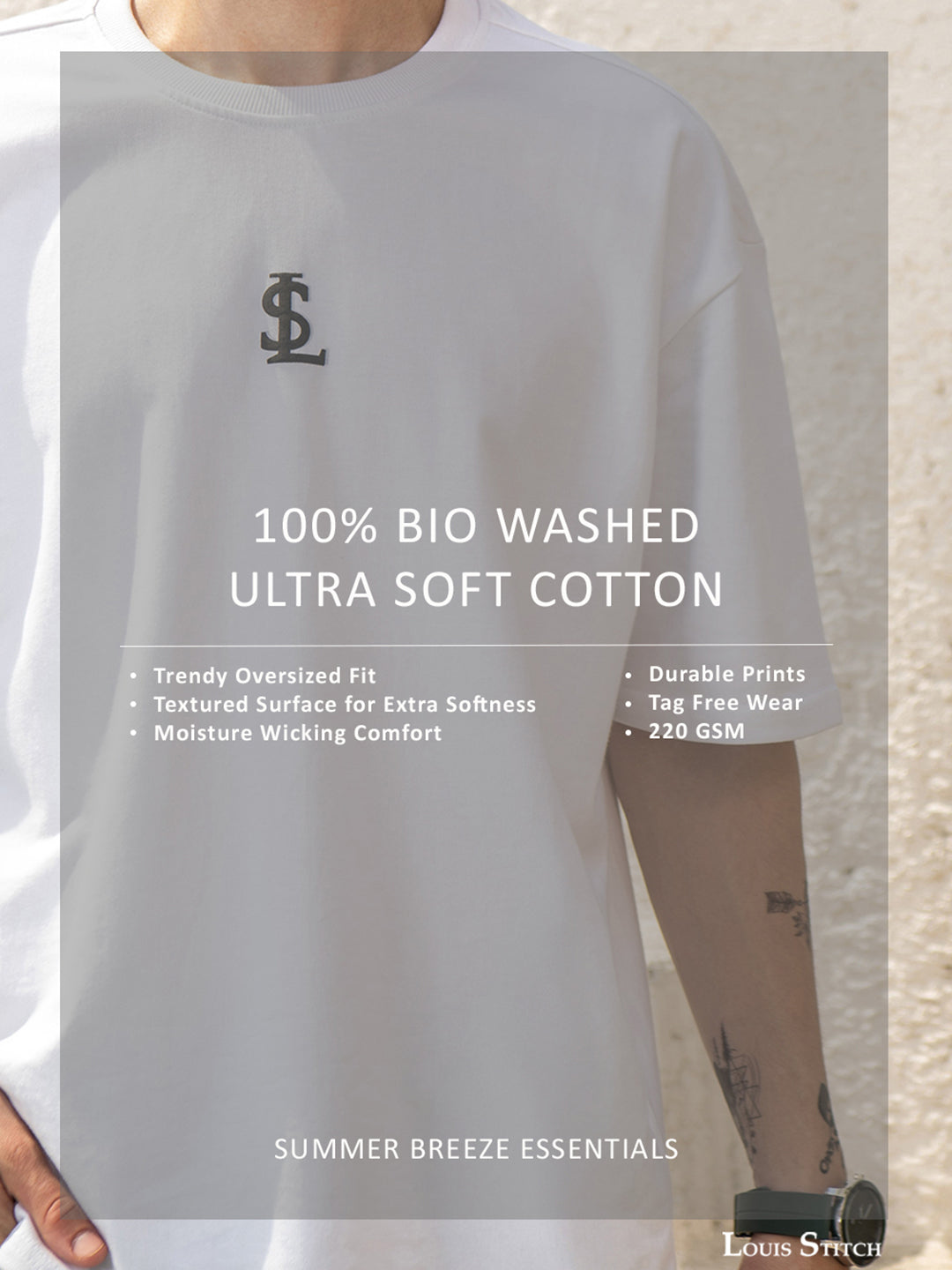 White Rock Ballad Cotton Printed Oversized T-Shirt