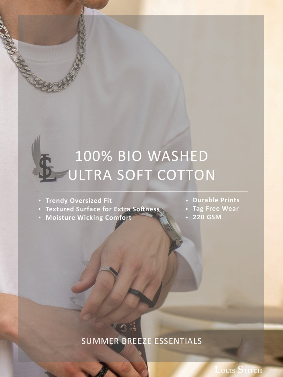 White Rock Ballad Cotton Printed Oversized T-Shirt