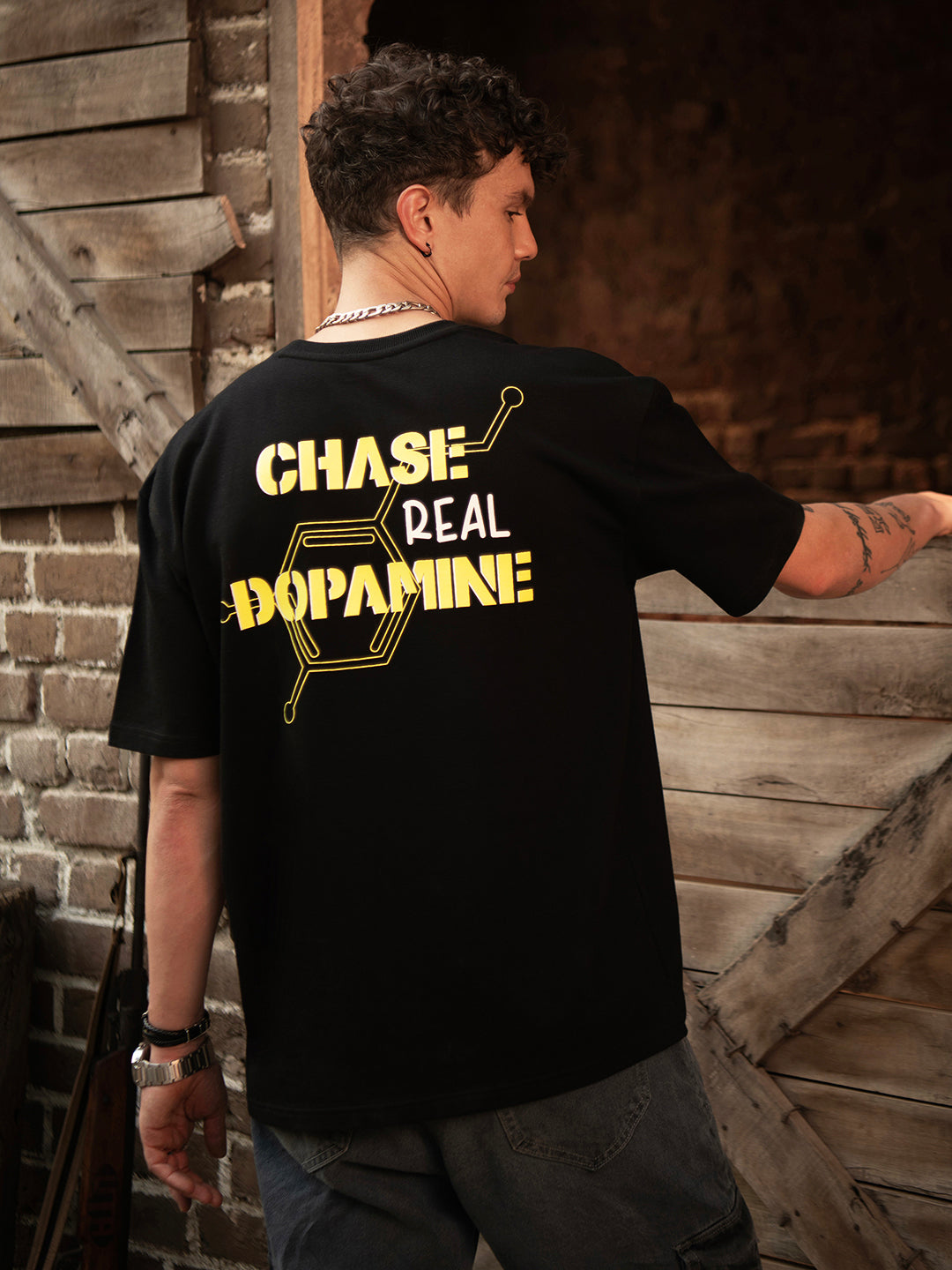 Black Rock Ballad Cotton Printed Oversized T-Shirt