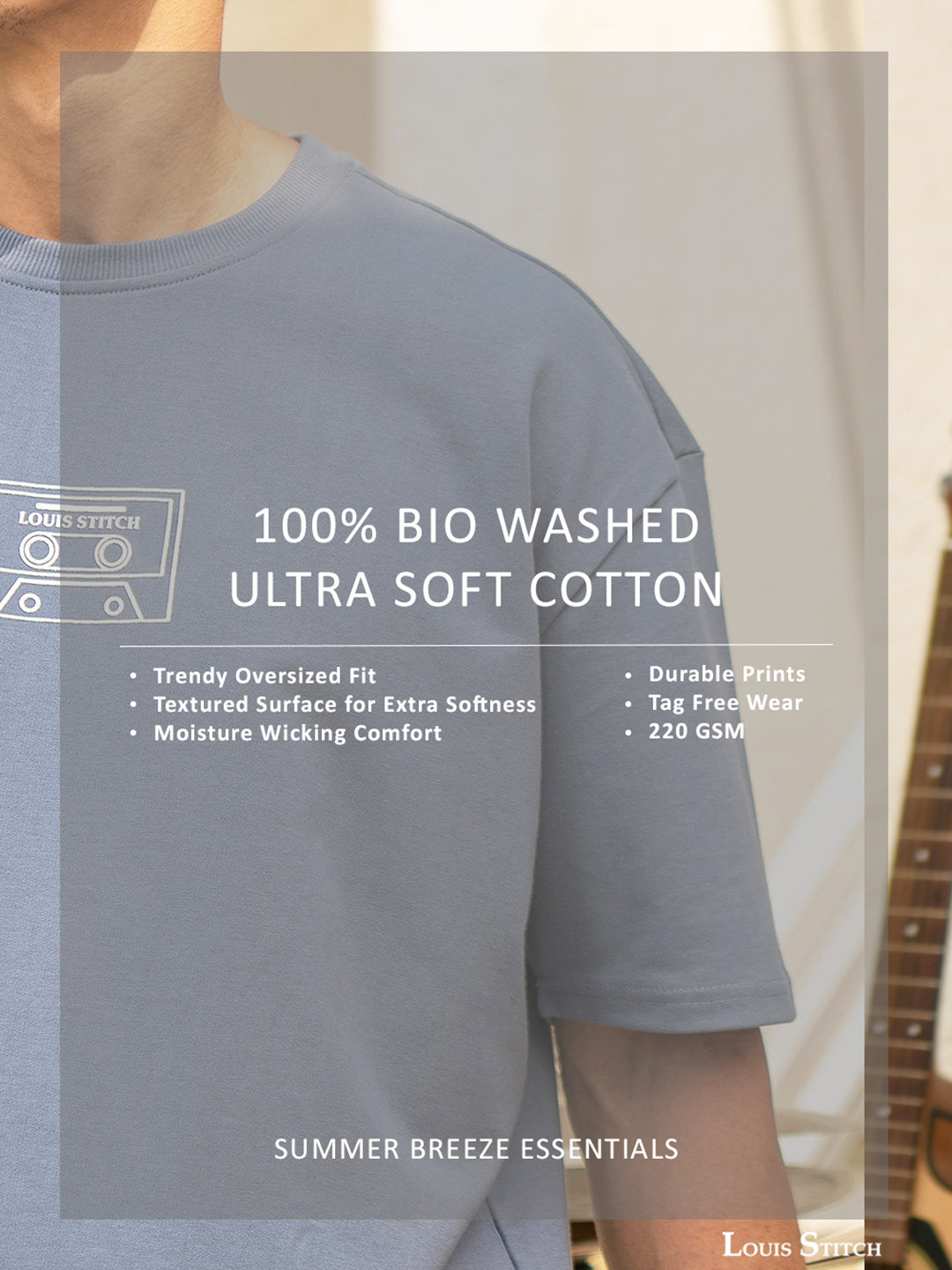 Grey Rock Ballad Cotton Printed Oversized T-Shirt