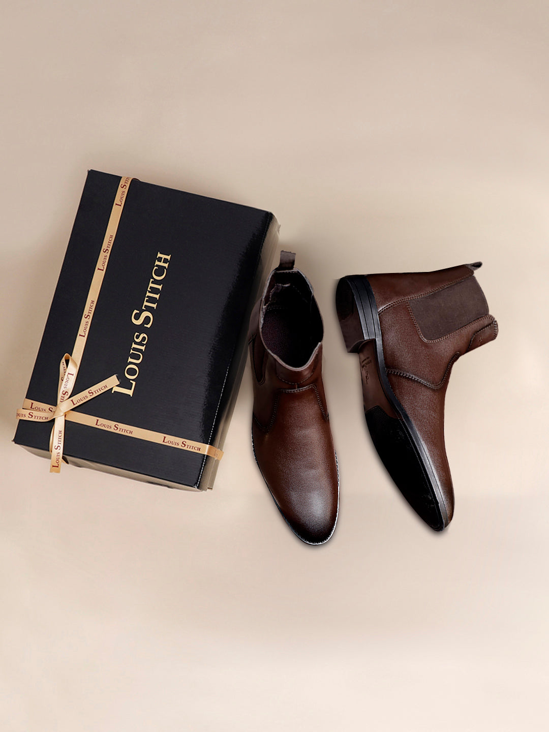 Brunette Brown Dual Tone Handcrafted Chelsea Boots