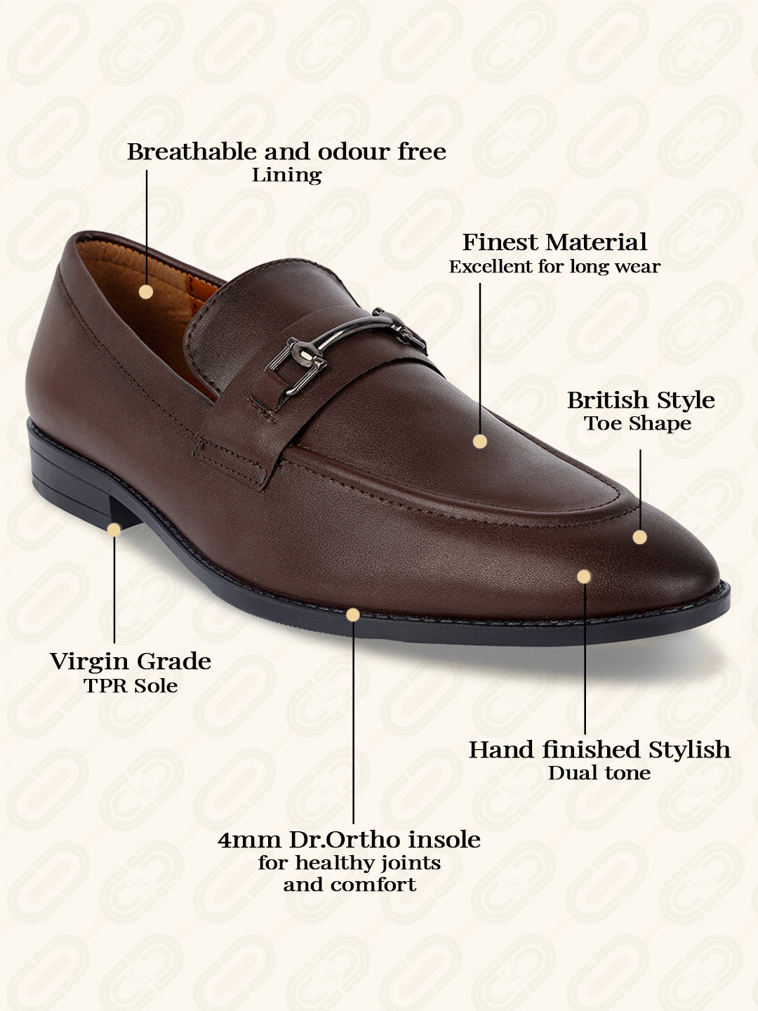 Brunette Brown Shoes Slipon Style Comfortable Moccasins with Buckle