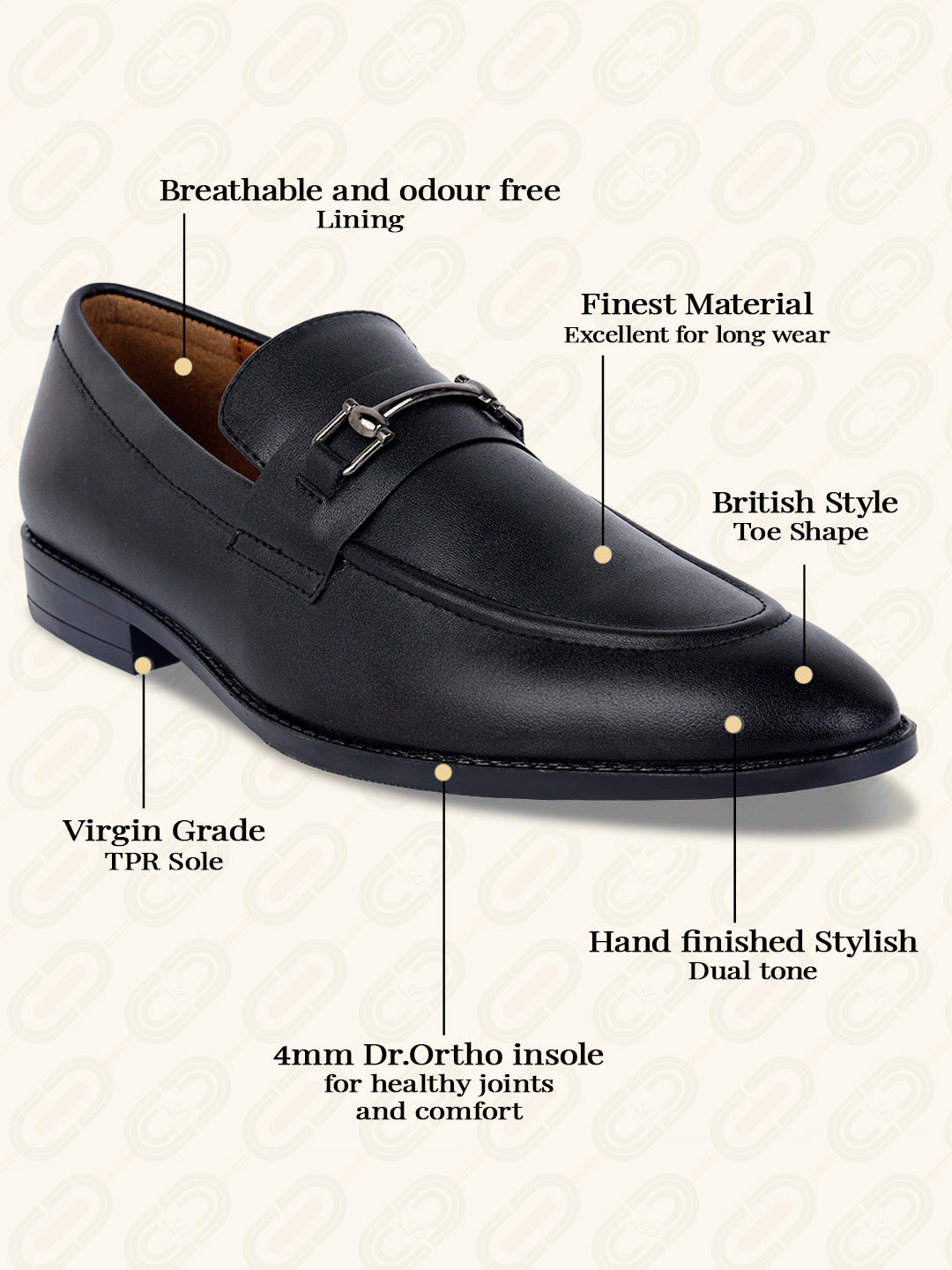 Obsidian Black Shoes Slipon Style Comfortable Moccasins with Buckle