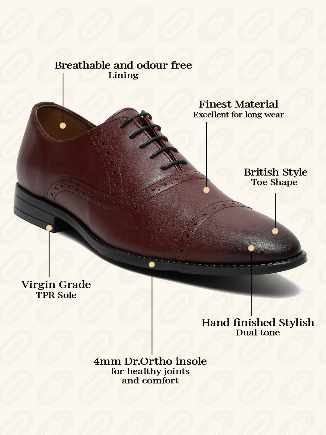 Rosewood Oxford Style Comfortable Formal Laceup Shoes