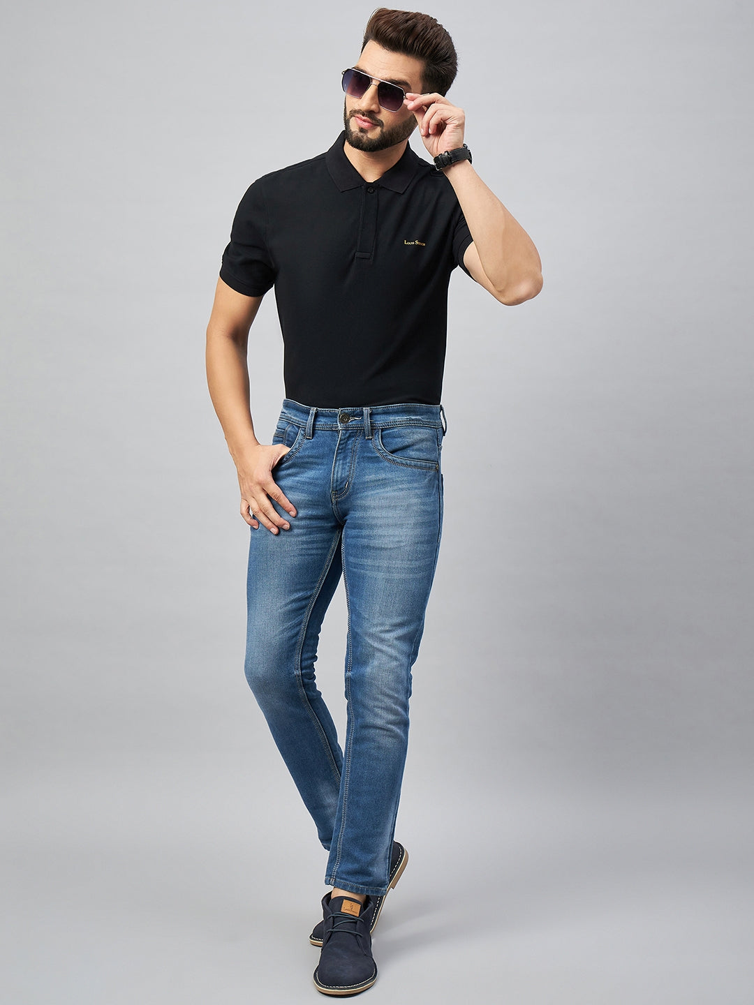 Slim Fit Polo T-shirt for Men Egyptian Cotton Classic fit Business Casual Half sleeves Solid Black Mens Polo Tees