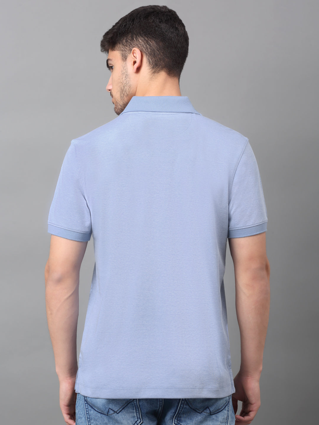 Slim Fit Polo T-shirt for Men Egyptian Cotton Classic fit Semi formal Half sleeves Solid Blue Mens Polo Tees