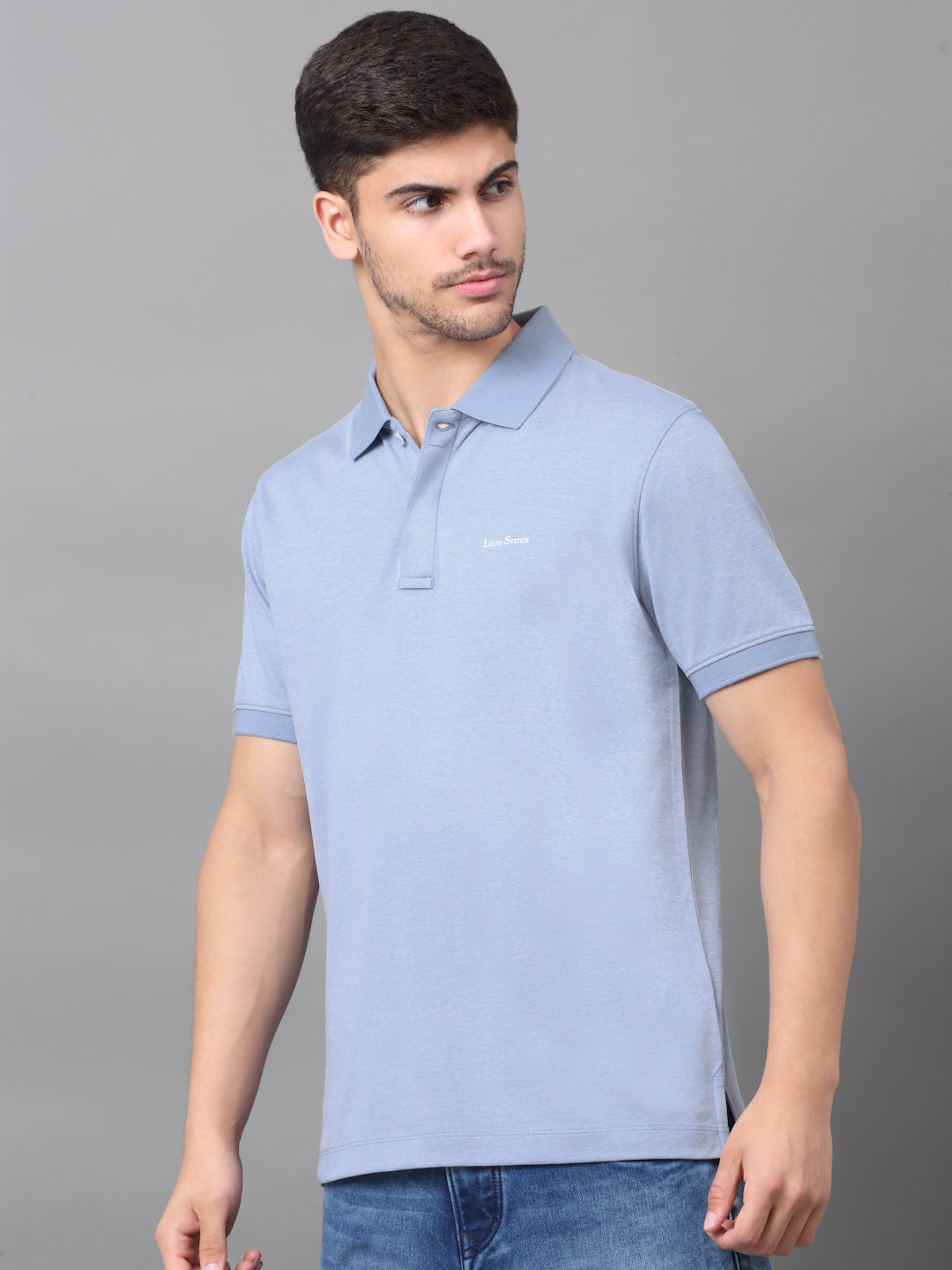 Slim Fit Polo T-shirt for Men Egyptian Cotton Classic fit Semi formal Half sleeves Solid Blue Mens Polo Tees