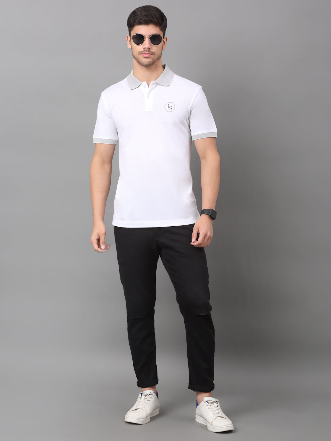Slim Fit Polo T-shirt for Men Egyptian Cotton Classic fit SmarT-shirtCasual Half sleeves Solid White Mens Polo Tees