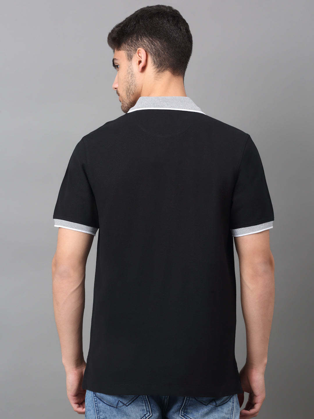 Slim Fit Polo T-shirt for Men Egyptian Cotton Classic fit Business Casual Half sleeves Solid Black Mens Polo Tees