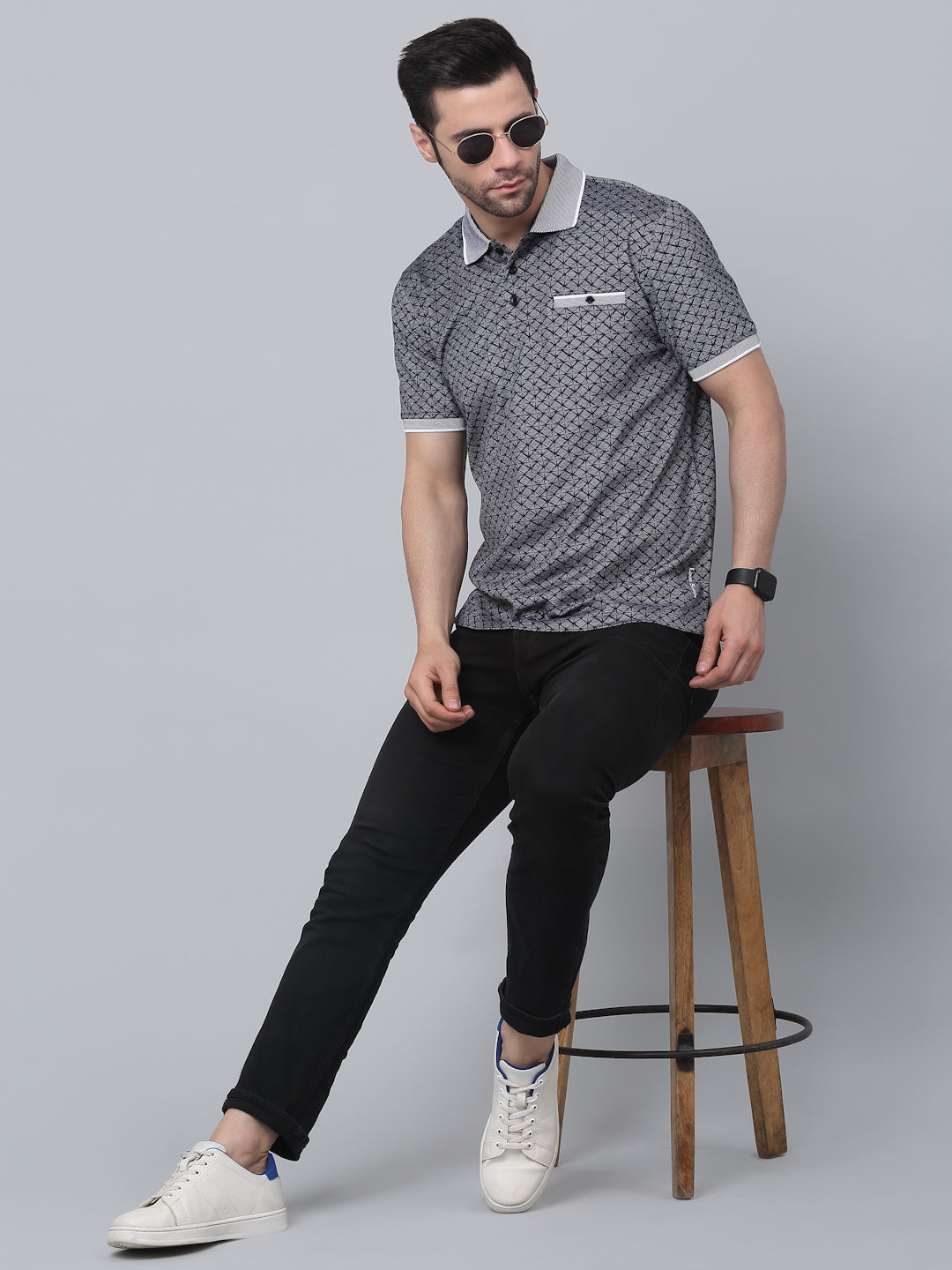 Slim Fit Polo T-shirt for Men Egyptian Cotton Classic fit Business Casual Half sleeves Solid Black Mens Polo Tees