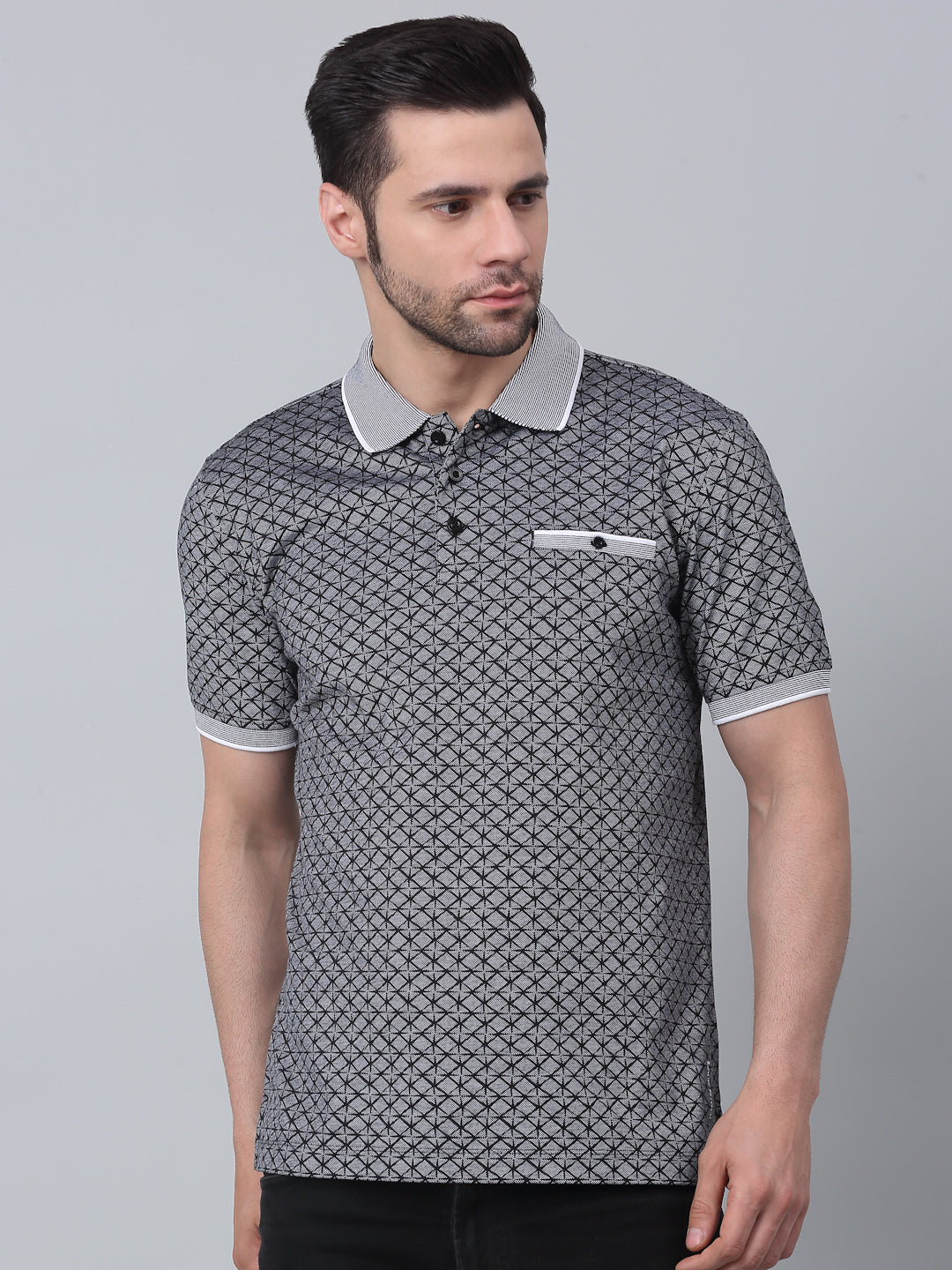 Slim Fit Polo T-shirt for Men Egyptian Cotton Classic fit Business Casual Half sleeves Solid Black Mens Polo Tees