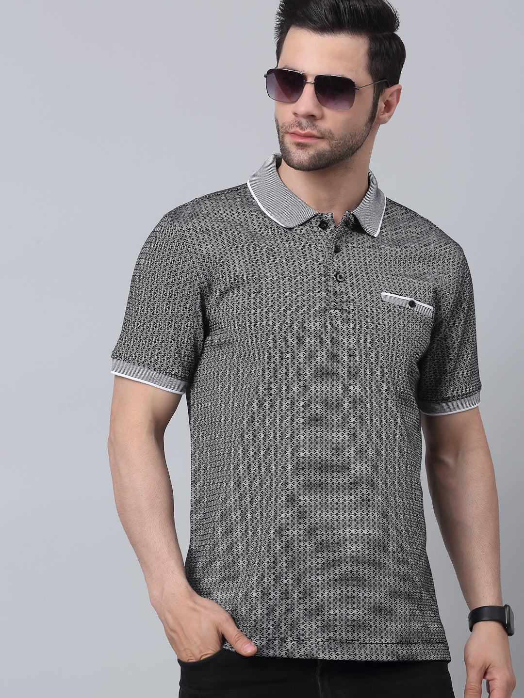 Slim Fit Polo T-shirt for Men Egyptian Cotton Classic fit Business Casual Half sleeves Solid Black Mens Polo Tees