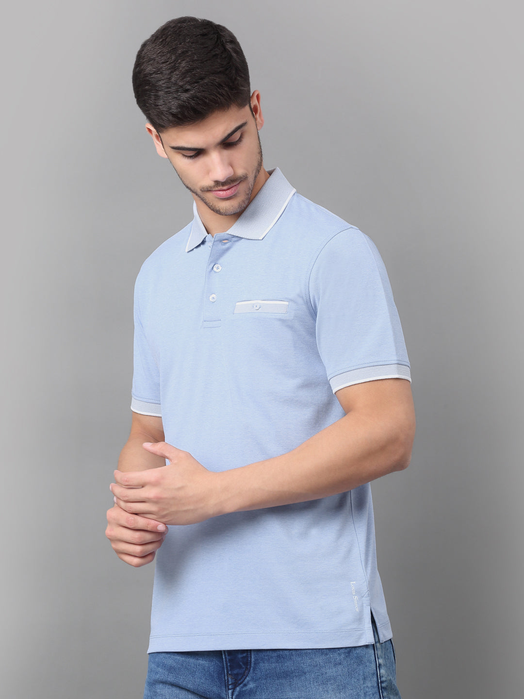 Slim Fit Polo T-shirt for Men Egyptian Cotton Classic fit Business Casual Half sleeves Solid Blue Mens Polo Tees