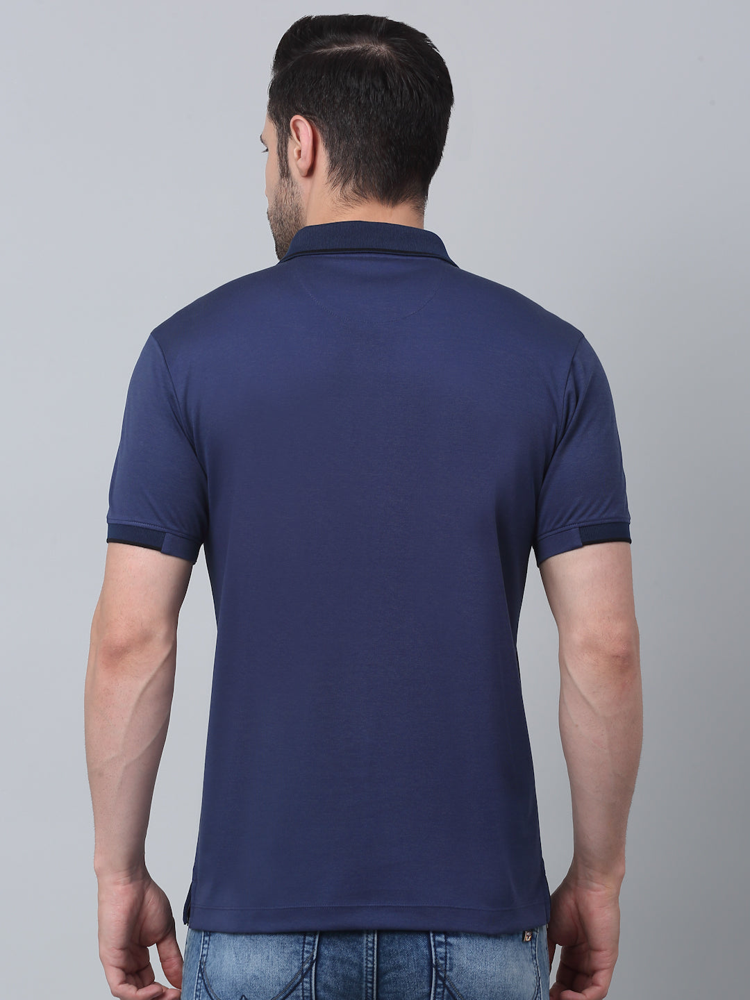 Slim Fit Polo T-shirt for Men Egyptian Cotton Classic fit Semi formal Half sleeves Solid Navy Blue Mens Polo Tees