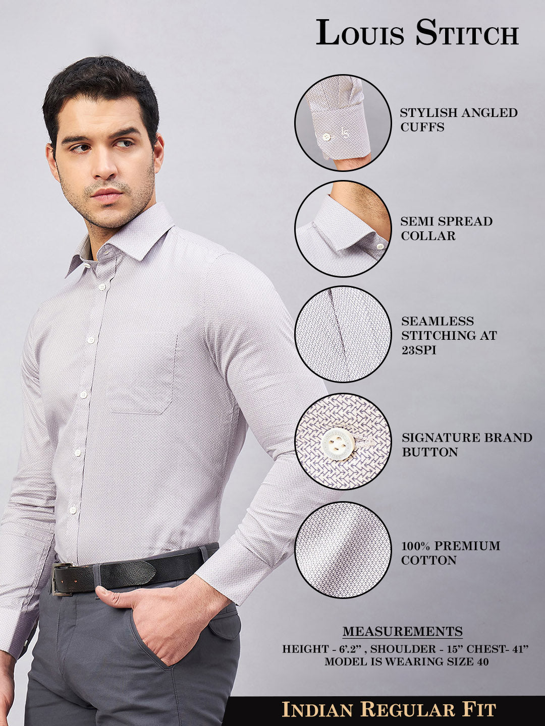 Regular Fit Formal Shirts For Men Perfectly Handfinished Collar & Cuffs
