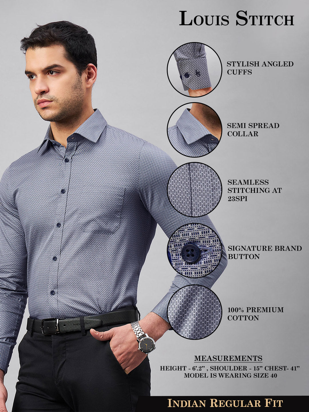 Regular Fit Formal Shirts For Men Perfectly Handfinished Collar & Cuffs