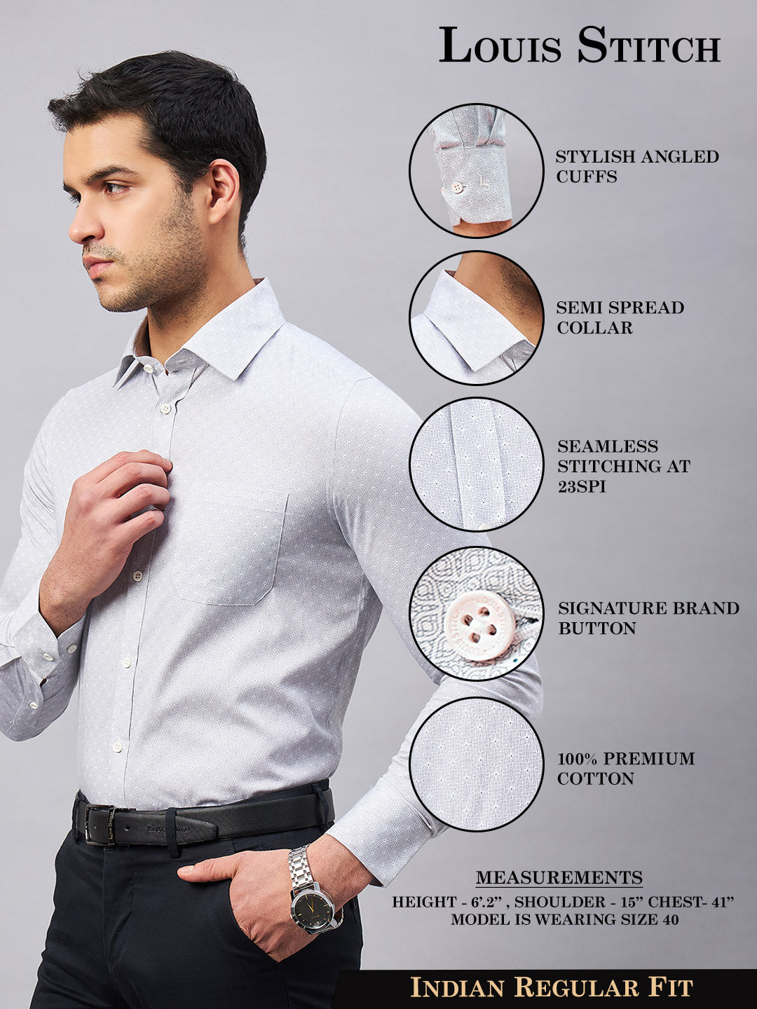 Regular Fit Formal Shirts For Men Perfectly Handfinished Collar & Cuffs