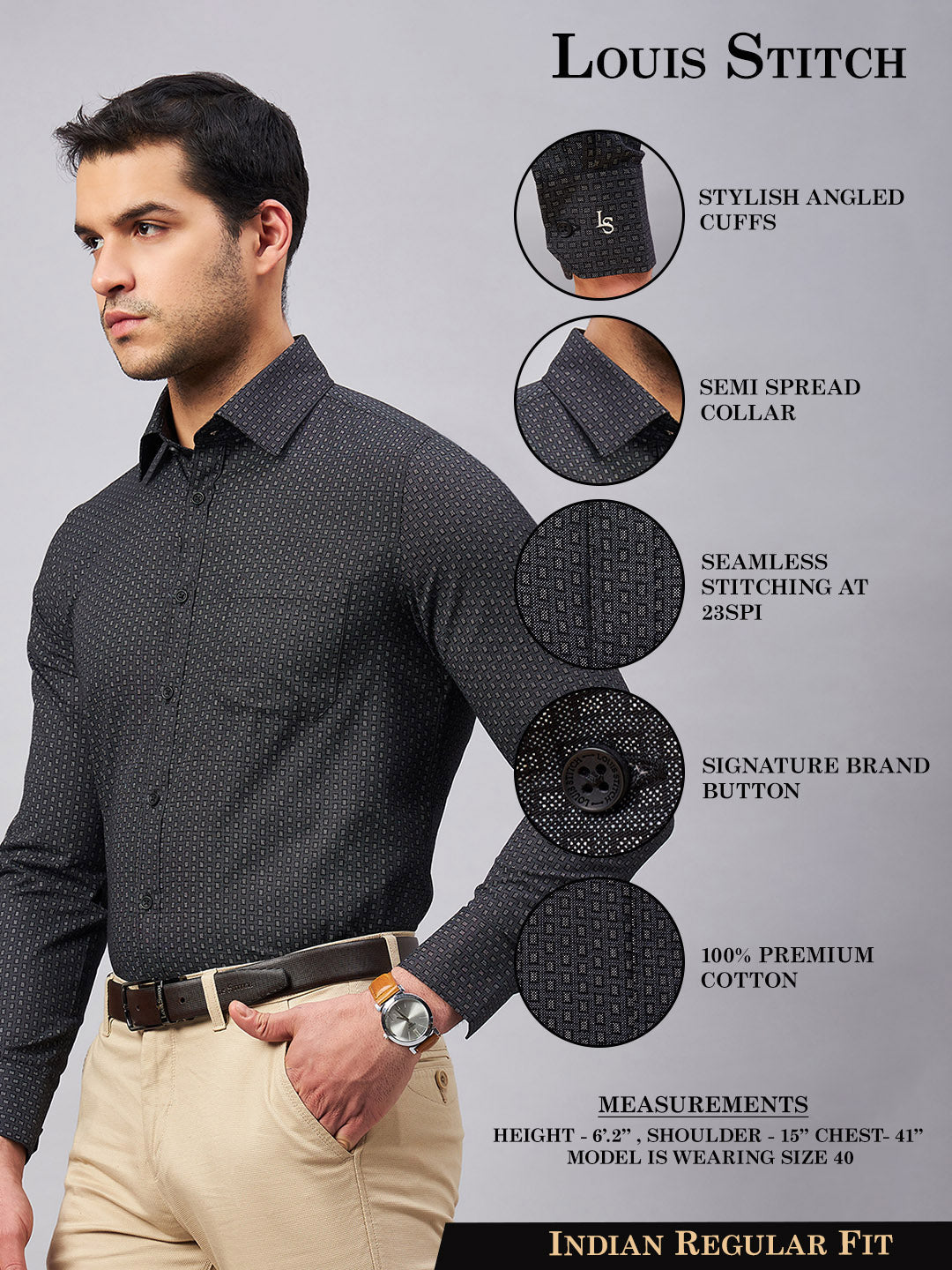 Regular Fit Formal Shirts For Men Perfectly Handfinished Collar & Cuffs