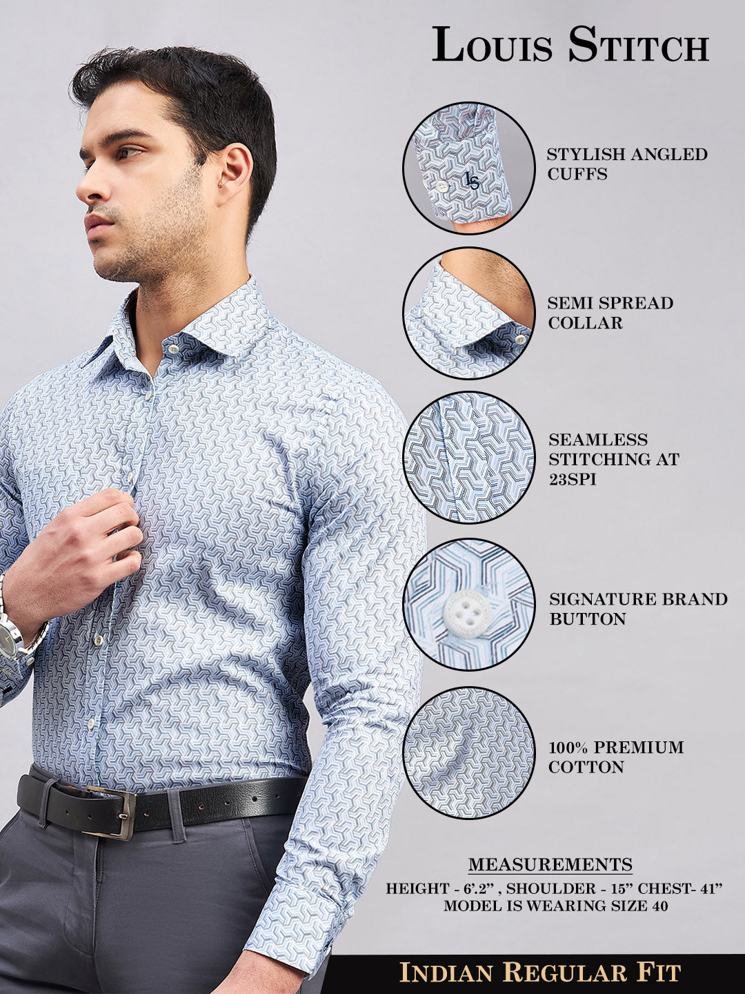 Regular Fit Formal Shirts For Men Perfectly Handfinished Collar & Cuffs