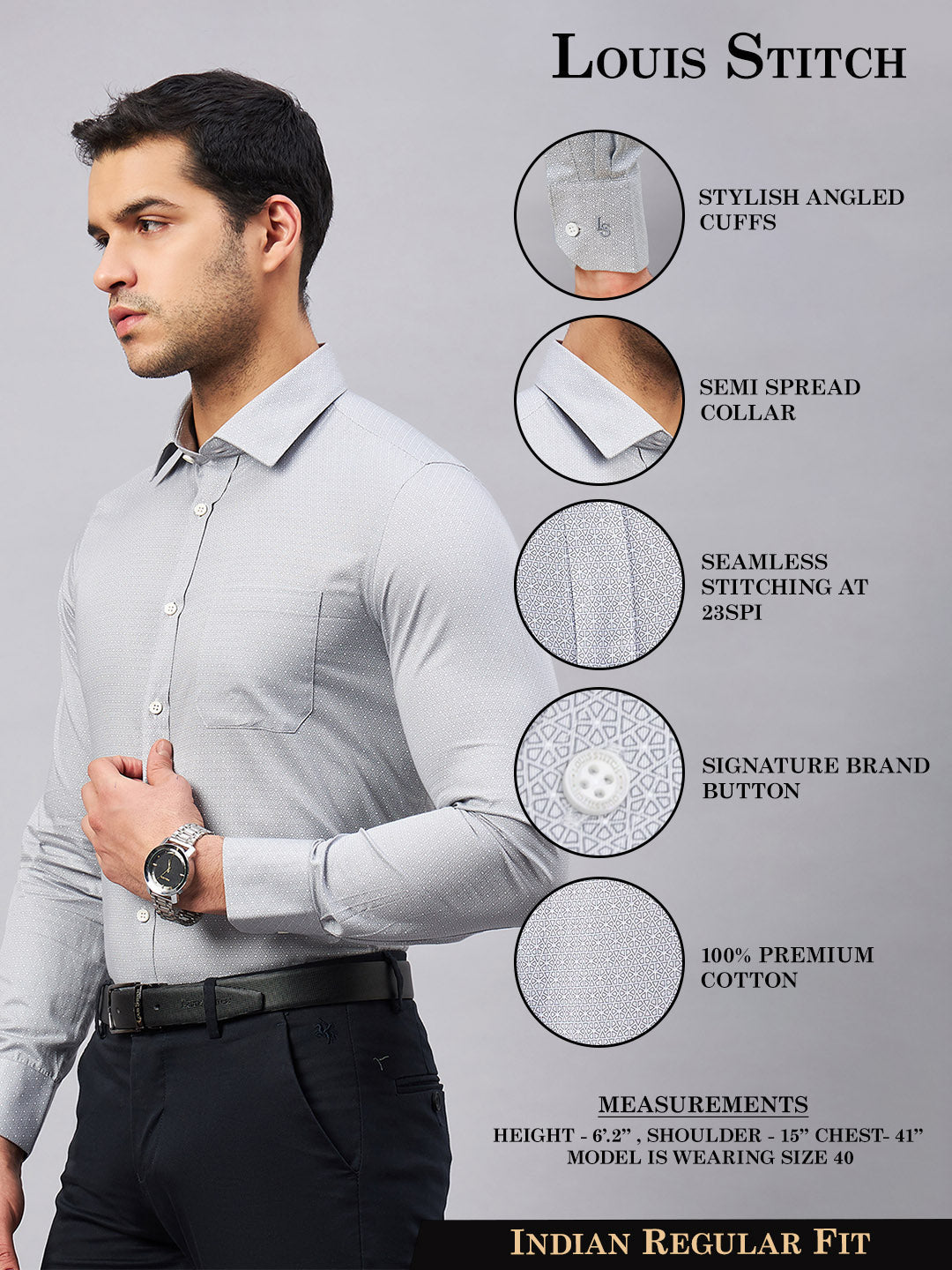 Regular Fit Formal Shirts For Men Perfectly Handfinished Collar & Cuffs