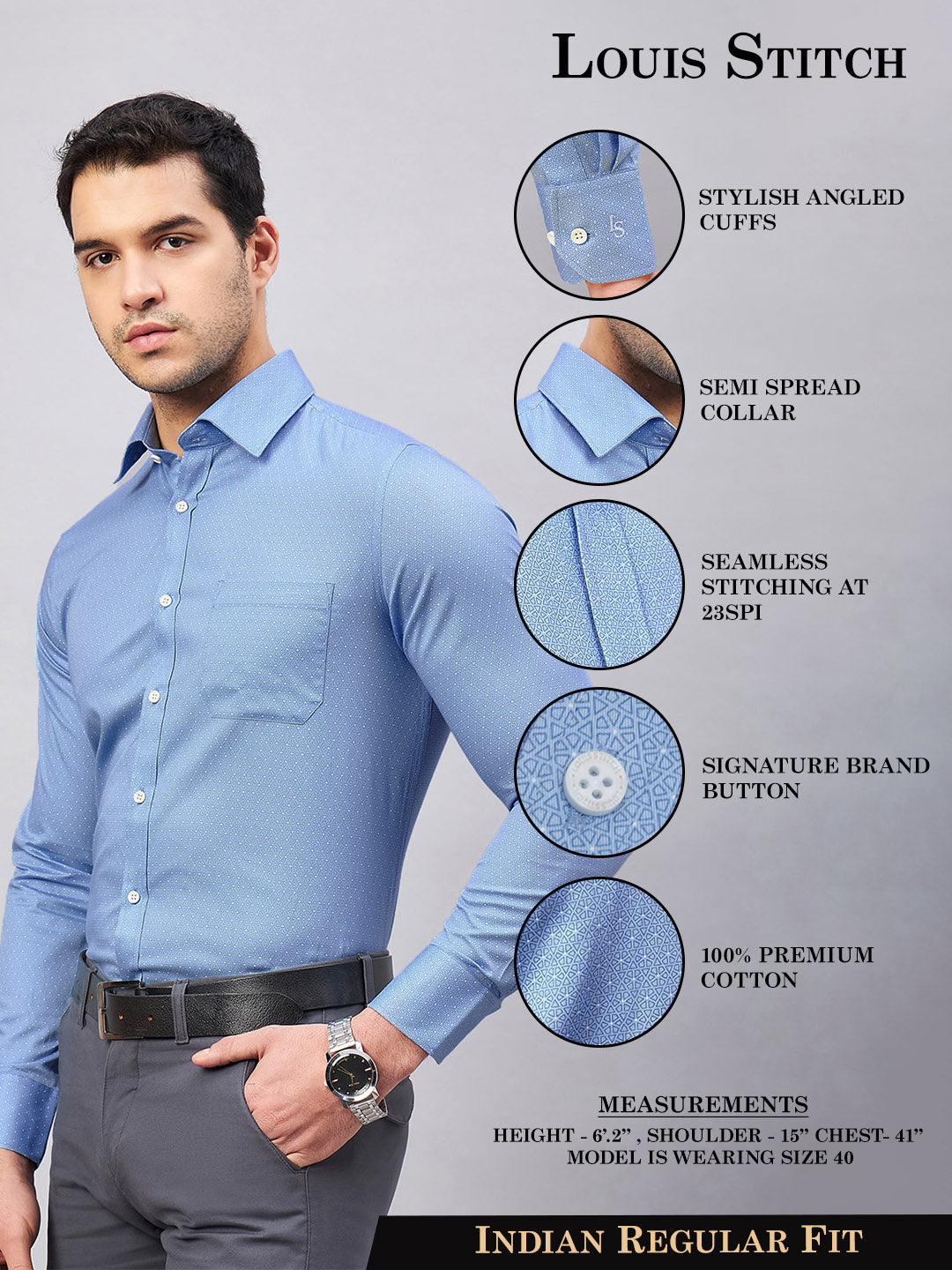 Regular Fit Formal Shirts For Men Perfectly Handfinished Collar & Cuffs