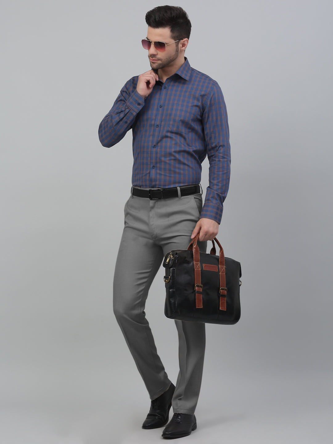 Formal Shirt For Men Luxury Soft Cotton Stylish German Collar Cuffs and Threads Regular Fit Perfectly Handfinished (Yale Blue) (BS119)