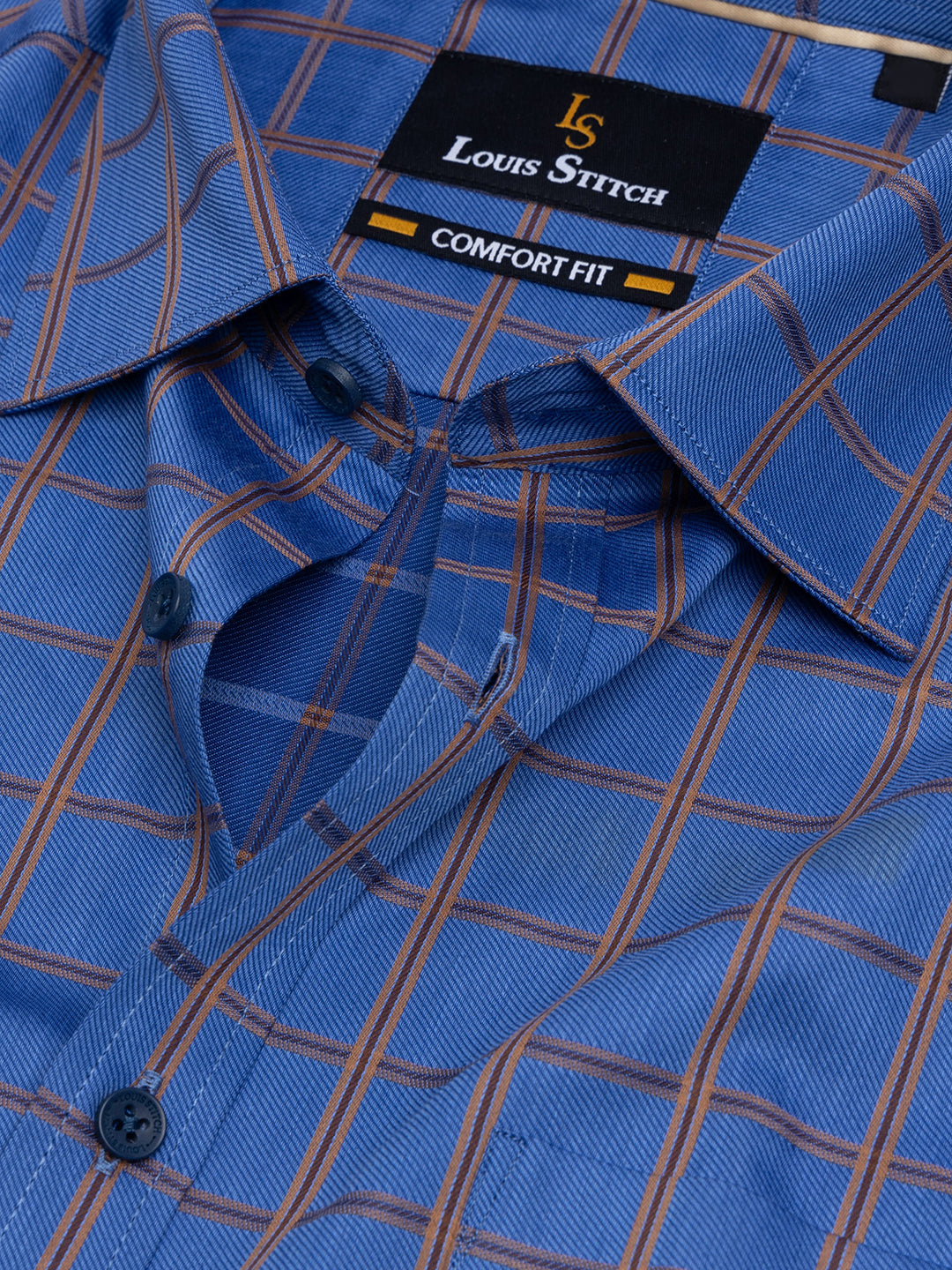 Formal Shirt For Men Luxury Soft Cotton Stylish German Collar Cuffs and Threads Regular Fit Perfectly Handfinished (Blue Yonder) (BS120)
