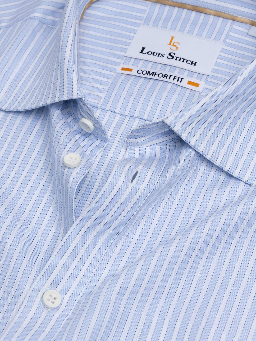 Formal Shirt For Men Luxury Soft Cotton Stylish German Collar Cuffs and Threads Regular Fit Perfectly Handfinished (Alice Blue) (BS121)