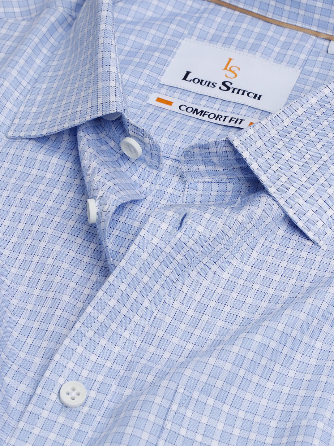Formal Shirt For Men Luxury Soft Cotton Stylish German Collar Cuffs and Threads Regular Fit Perfectly Handfinished (Corporate Blue) (BS122)