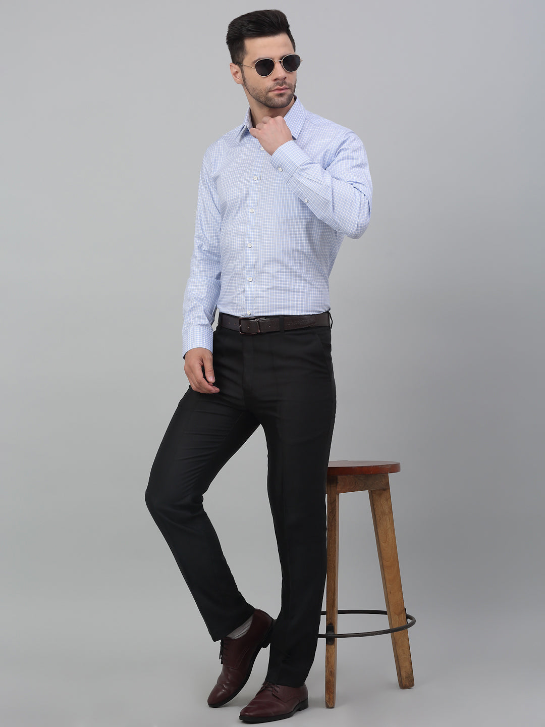 Formal Shirt For Men Luxury Soft Cotton Stylish German Collar Cuffs and Threads Regular Fit Perfectly Handfinished (Corporate Blue) (BS122)