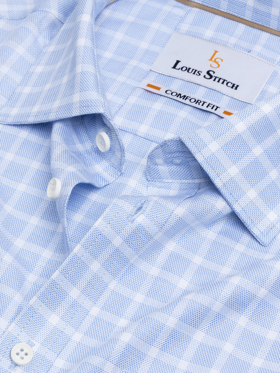 Formal Shirt For Men Luxury Soft Cotton Stylish German Collar Cuffs and Threads Regular Fit Perfectly Handfinished (Cloud Blue) (BS124)