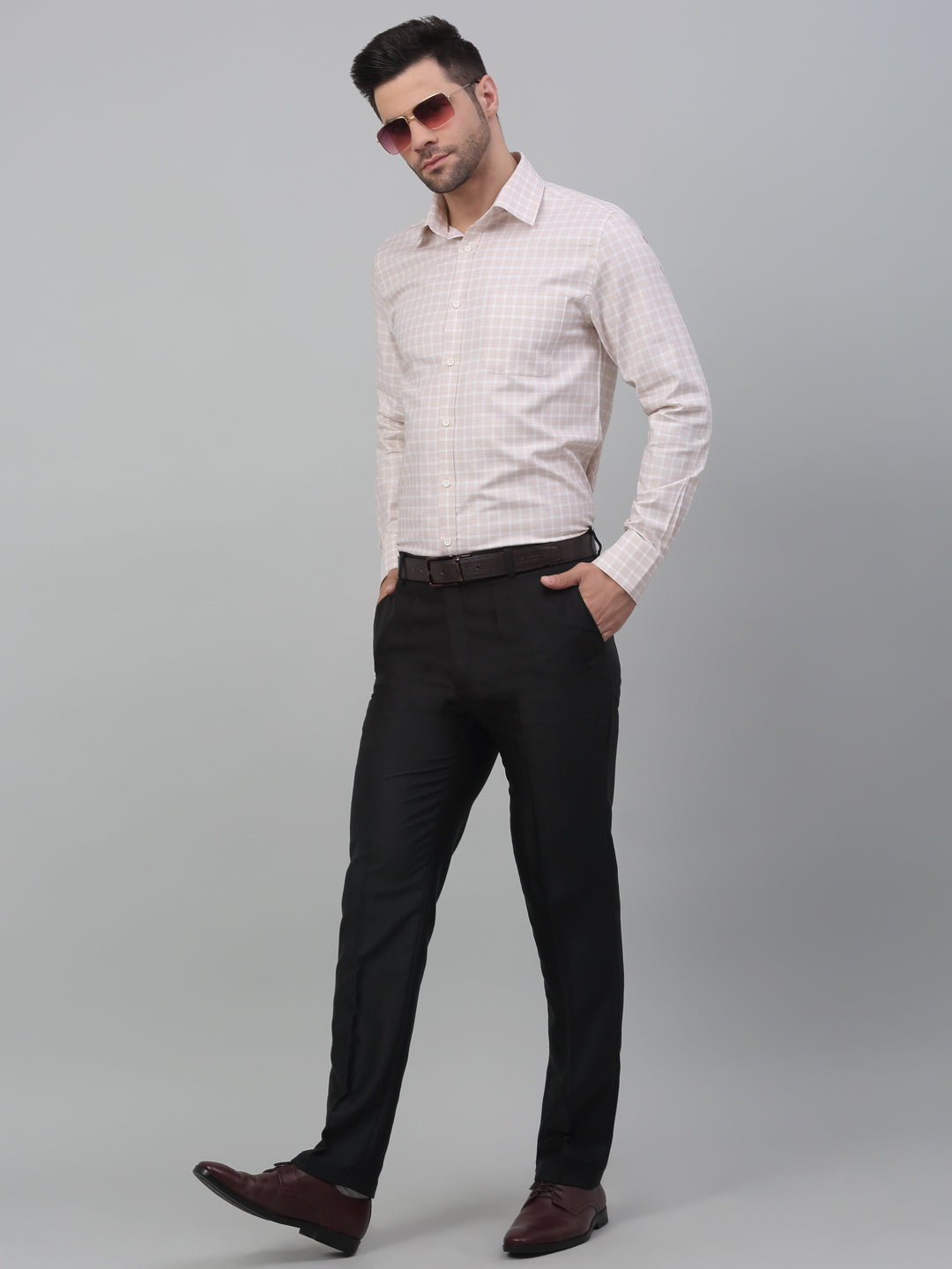 Formal Shirt For Men Luxury Soft Cotton Stylish German Collar Cuffs and Threads Regular Fit Perfectly Handfinished (Beige) (BS125)