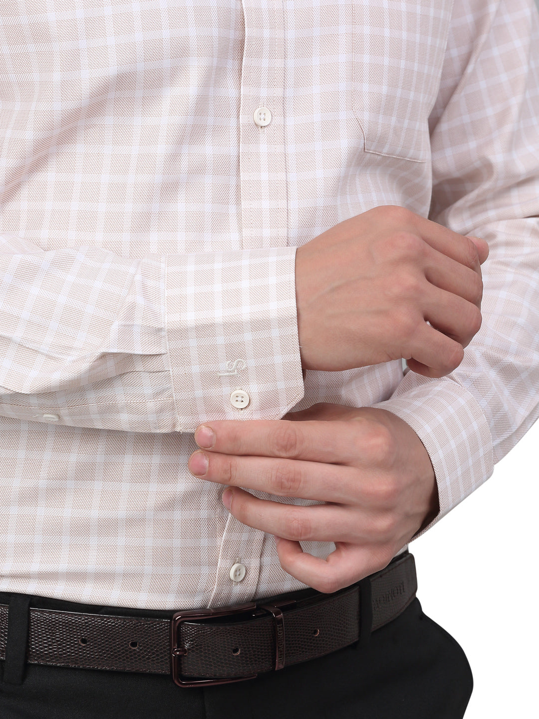 Formal Shirt For Men Luxury Soft Cotton Stylish German Collar Cuffs and Threads Regular Fit Perfectly Handfinished (Beige) (BS125)