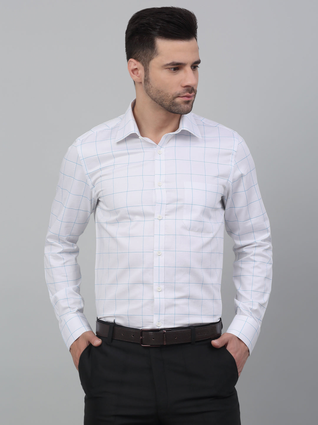 Formal Shirt For Men Luxury Soft Cotton Stylish German Collar Cuffs and Threads Regular Fit Perfectly Handfinished (Snow White) (BS127)