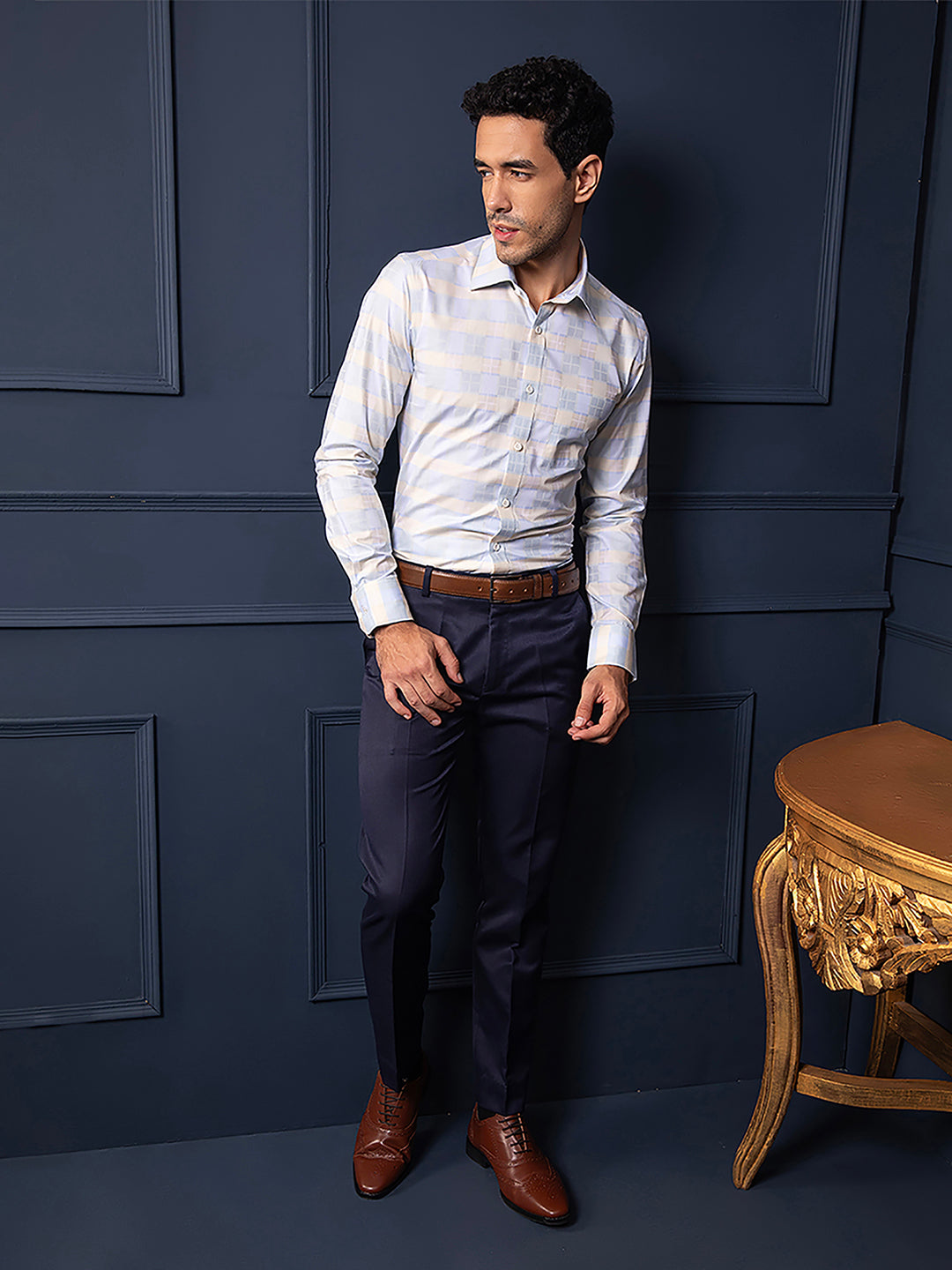 Regular Fit Formal Shirts For Men Perfectly Handfinished Collar & Cuffs