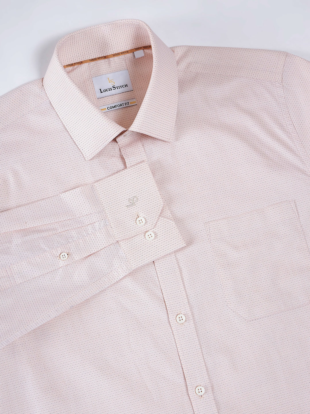 Regular Fit Geometric Peach Shirt For Men