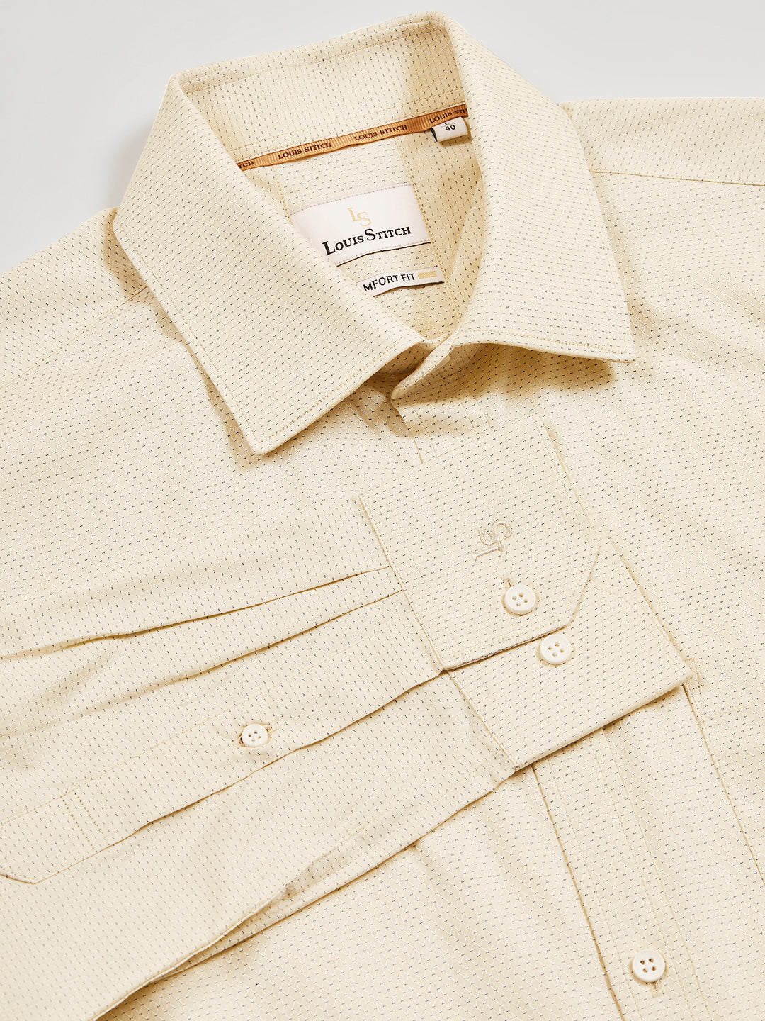 Regular Fit Geometric Yellow Shirt For Men