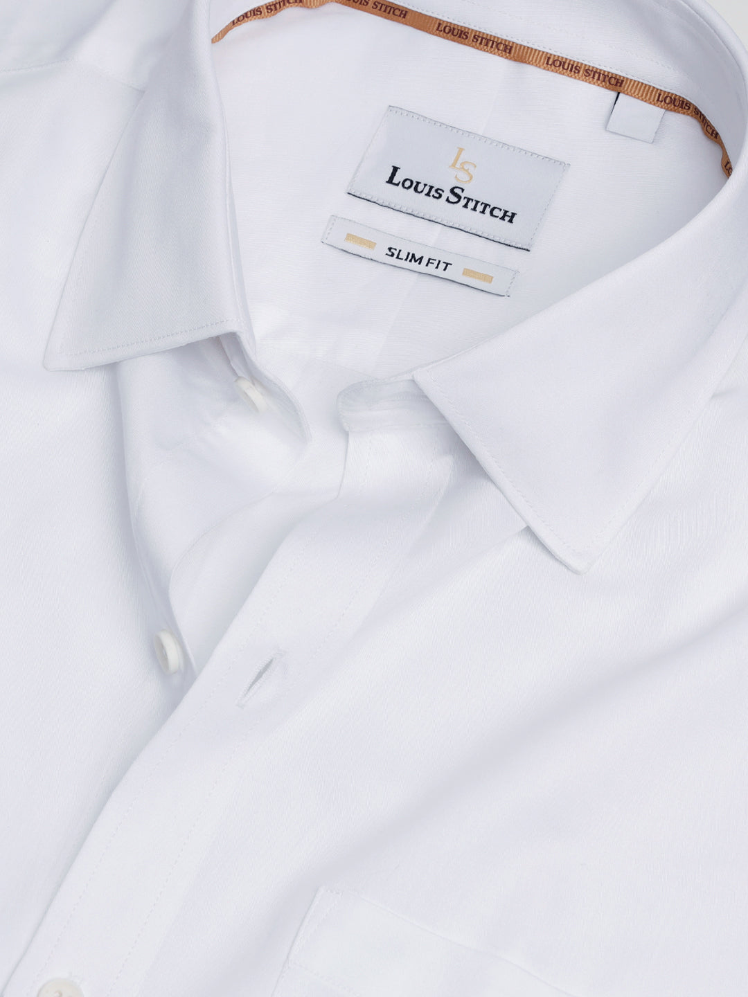 Men's Slim Fit Solid White Formal Shirt